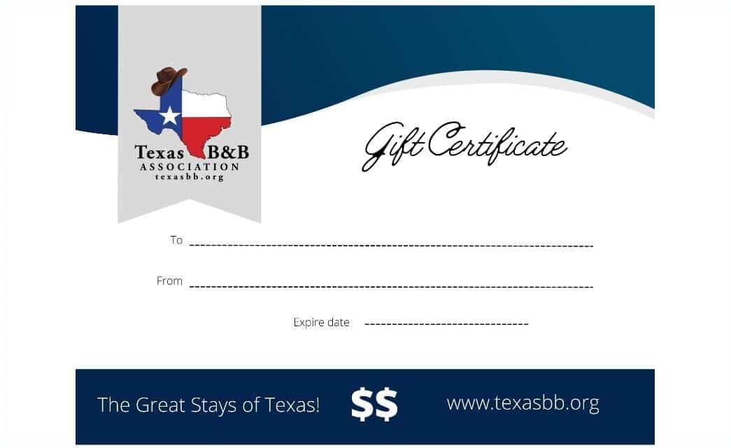 Texas B&B Association Gift Certificate